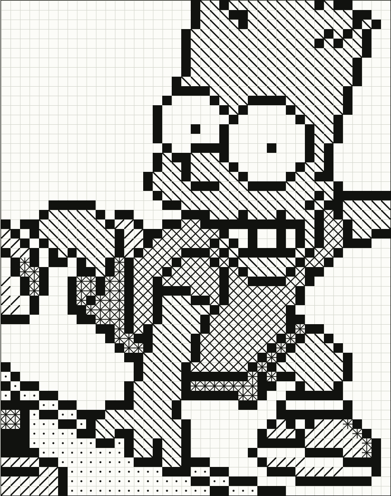 Bart dibujado en una cuadrícula de 41 × 52 celdas.